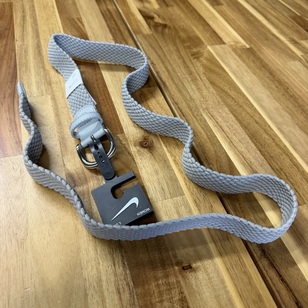 NWT Nike Women's Gray Woven Stretch Golf Belt Size Large 38-40